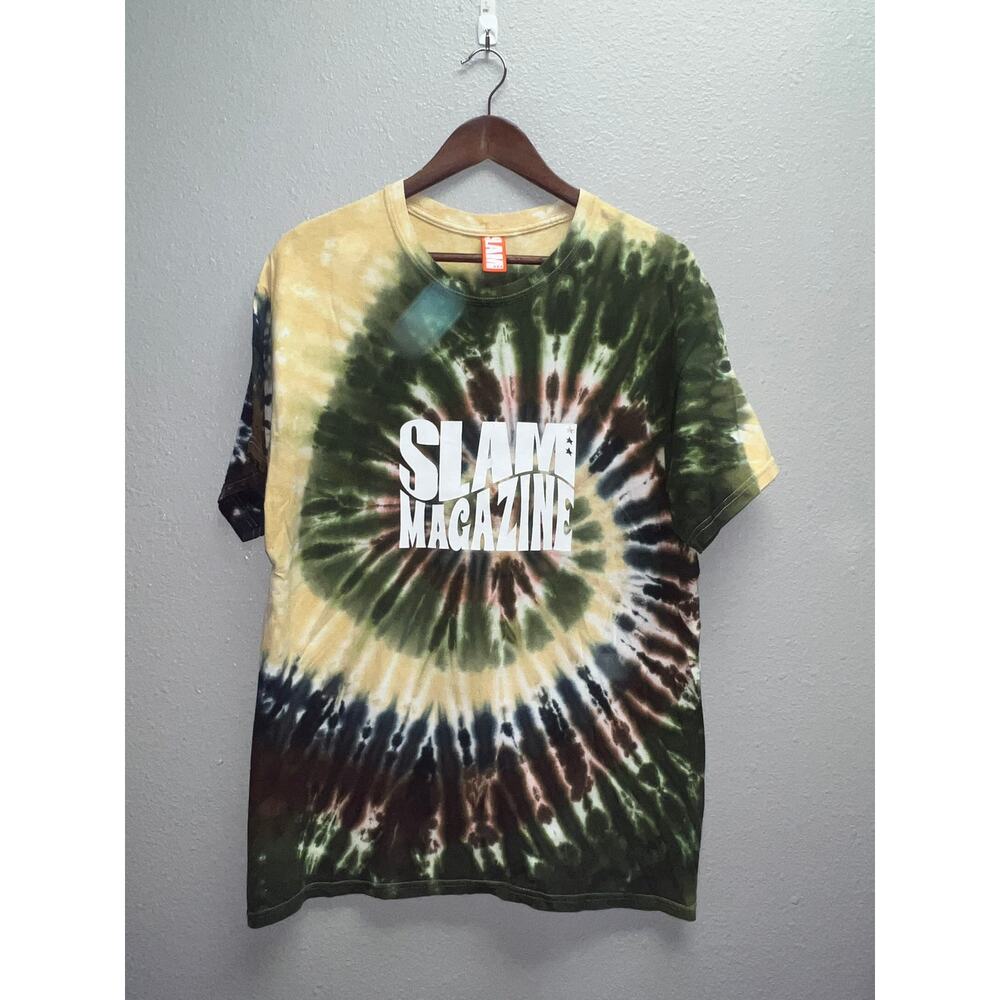 Vintage Slam Magazine Shirt Basketball Hoop Green Tie Dye Tee Large